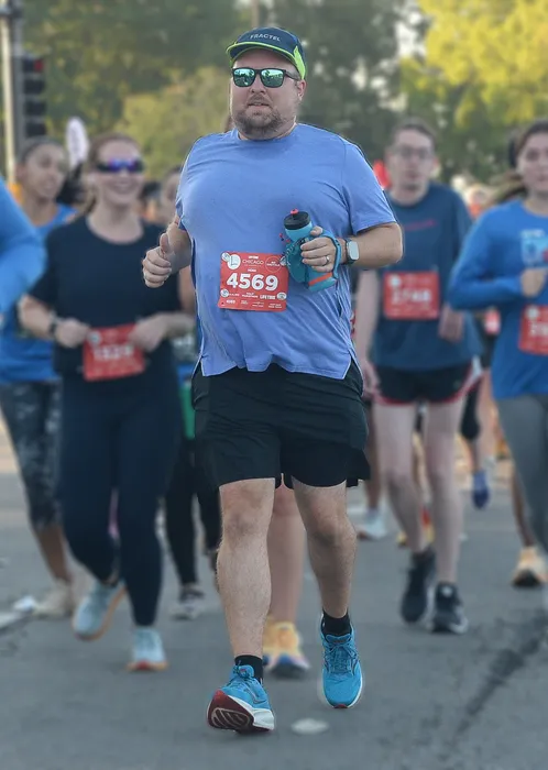 Drew running his first half marathon