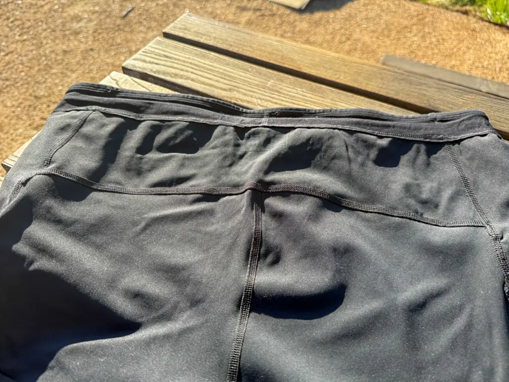 A shot of the interior construction where the rear pocket sits, showing minimal, flat seams. A shot of the interior construction where the rear pocket sits, showing minimal, flat seams.