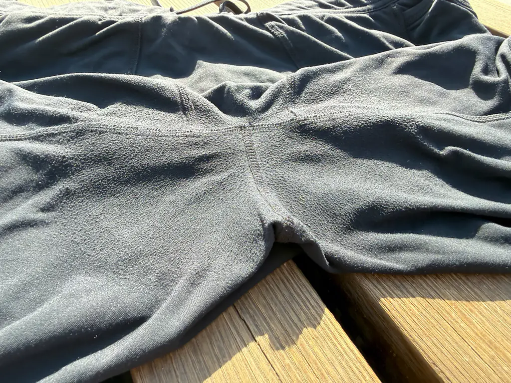 An overall look at the pilling, showing its impact on most of the crotch area An overall look at the pilling, showing its impact on most of the crotch area